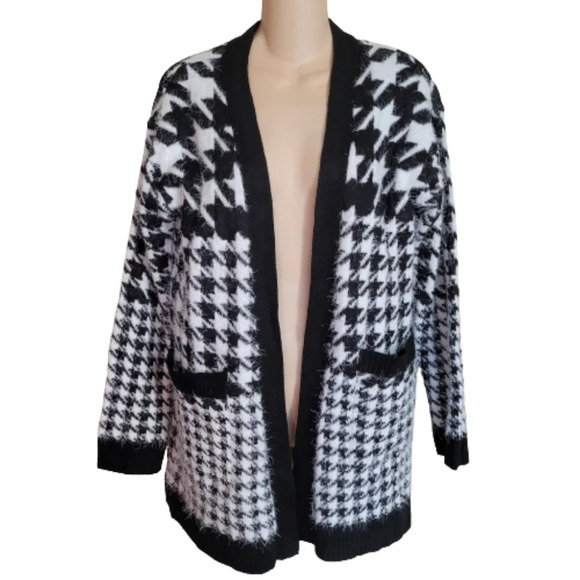 Alison Andrews Houndstooth Open Front Cardigan Sweater Size Women's Small NEW - Picture 2 of 11